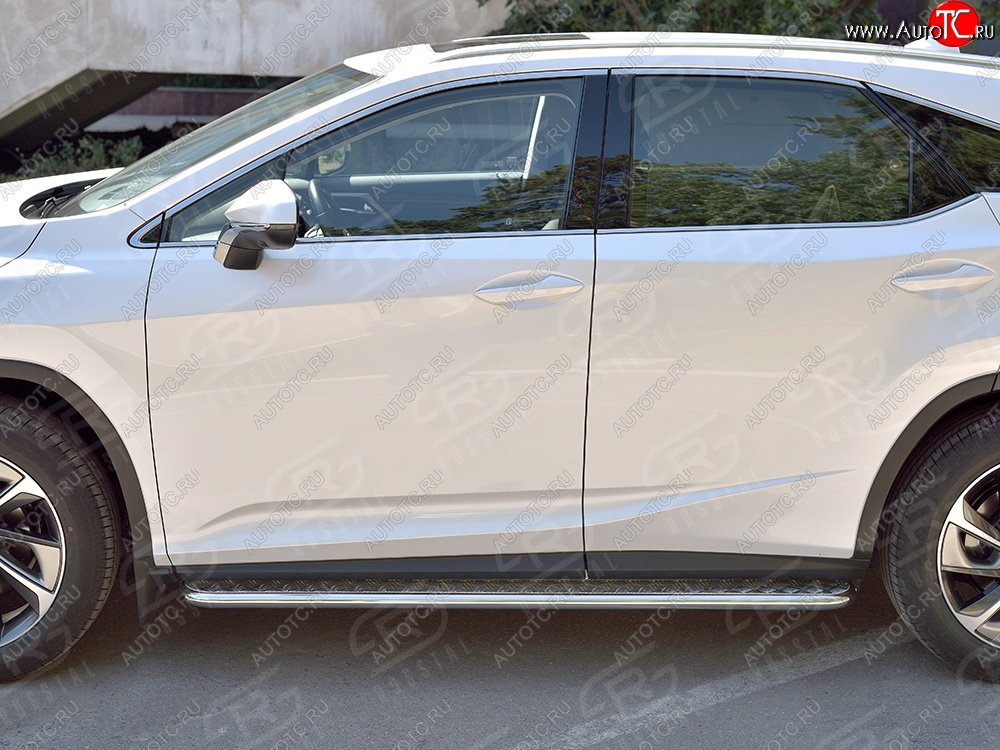 24 649 р. Широкая защита порогов из трубы диаметром 42 мм SLITKOFF Lexus RX 200T AL20 дорестайлинг (2015-2017)  с доставкой в г. Майкоп