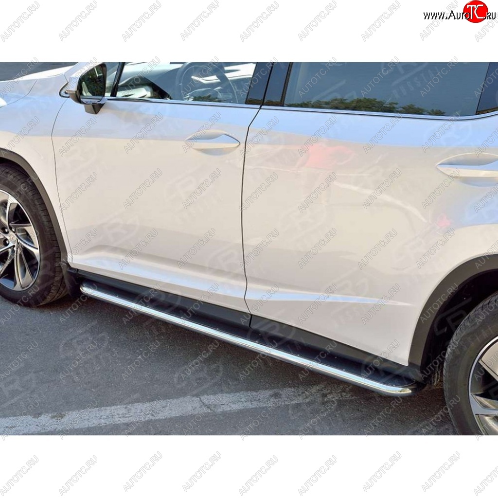 27 999 р. Широкая защита порогов с трубой диаметром 42 мм SLITKOFF v3 Lexus RX 200T AL20 дорестайлинг (2015-2017)  с доставкой в г. Майкоп