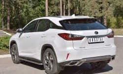 17 999 р. Защита заднего бампера (Ø42 мм волна под машину, нержавейка) SLITKOFF  Lexus RX  200T (2015-2017) AL20 дорестайлинг  с доставкой в г. Майкоп. Увеличить фотографию 2
