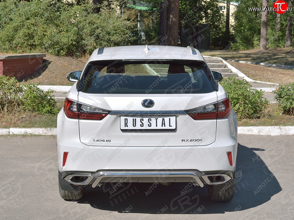 17 999 р. Защита заднего бампера (Ø42 мм волна под машину, нержавейка) SLITKOFF  Lexus RX  200T (2015-2017) AL20 дорестайлинг  с доставкой в г. Майкоп