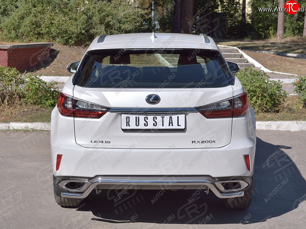 17 399 р. Защита заднего бампера (Ø42 мм волна, нержавейка) SLITKOFF  Lexus RX  200T (2015-2017) AL20 дорестайлинг  с доставкой в г. Майкоп