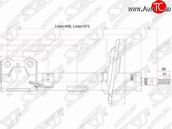 4 749 р. Правый амортизатор передний SAT Lexus RX270 AL10 дорестайлинг (2010-2012)  с доставкой в г. Майкоп
