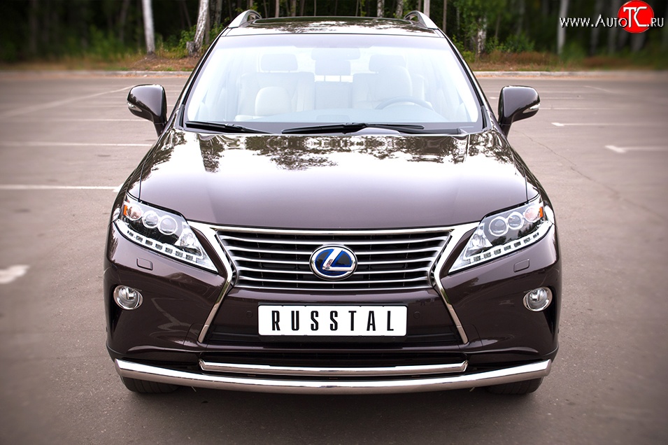 16 299 р. Защита переднего бампера (2 трубыØ63 и 42 мм, нержавейка) SLITKOFF  Lexus RX270  AL10 - RX450H  AL10  с доставкой в г. Майкоп