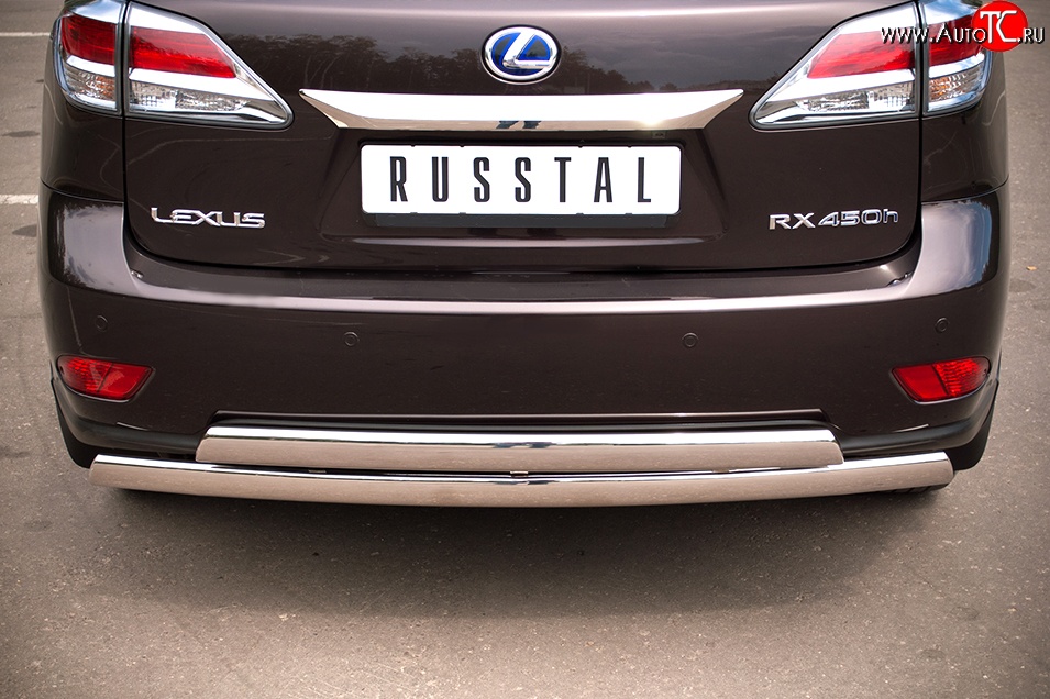 16 849 р. Защита заднего бампера (2 трубы Ø76х42 мм, нержавейка) Russtal Lexus RX350 AL10 дорестайлинг (2008-2012)  с доставкой в г. Майкоп