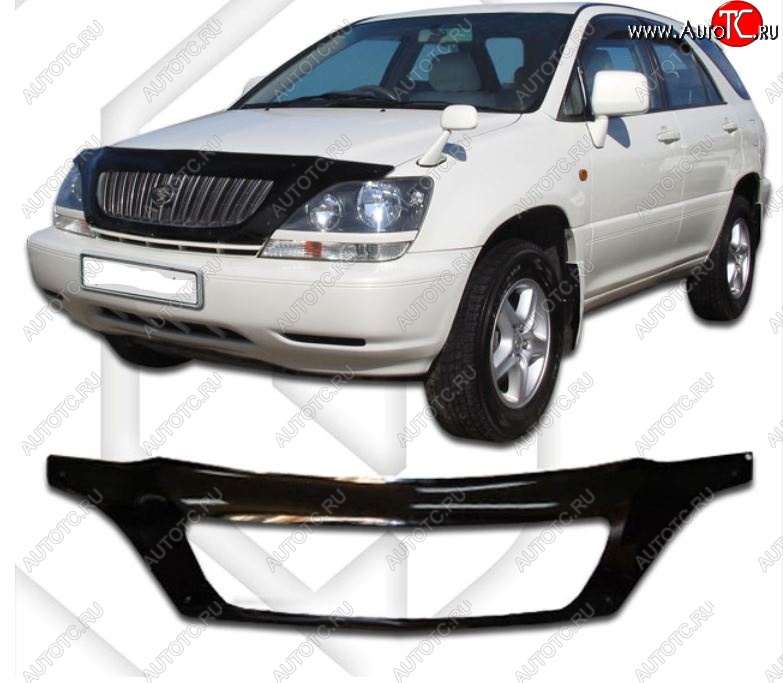 2 599 р. Дефлектор капота (exclusive) CA-Plastiс Lexus RX300 XU10 дорестайлинг (1995-2001) (серия Classic черный, Без надписи)  с доставкой в г. Майкоп