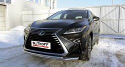 Двойная защита переднего бампера из труб диаметром 57 и 42 мм Slitkoff Lexus RX350  AL20 (2015-2019) дорестайлинг