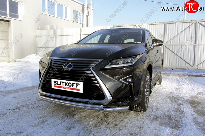18 999 р. Двойная защита переднего бампера из труб диаметром 57 и 42 мм Slitkoff Lexus RX350 AL20 дорестайлинг (2015-2019) (Нержавейка, Полированная)  с доставкой в г. Майкоп