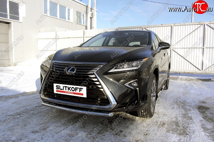 14 999 р. Защита переднего бампера из короткой трубы диаметром 57 мм Slitkoff Lexus RX350 AL20 дорестайлинг (2015-2019) (Нержавейка, Полированная)  с доставкой в г. Майкоп
