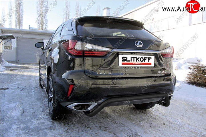 11 299 р. Защита задняя Slitkoff  Lexus RX350  AL20 (2015-2019) дорестайлинг (Цвет: серебристый)  с доставкой в г. Майкоп