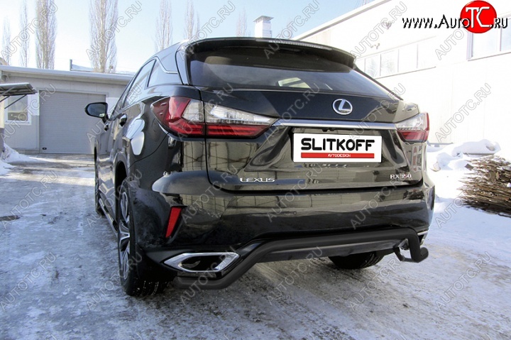 11 299 р. Защита задняя Slitkoff  Lexus RX350  AL20 (2015-2019) дорестайлинг (Цвет: серебристый)  с доставкой в г. Майкоп