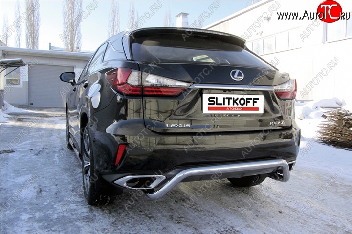 14 549 р. Защита заднего бампера диаметром 57 мм с изгибом Slitkoff Lexus RX350 AL20 дорестайлинг (2015-2019) (Нержавейка, Полированная)  с доставкой в г. Майкоп