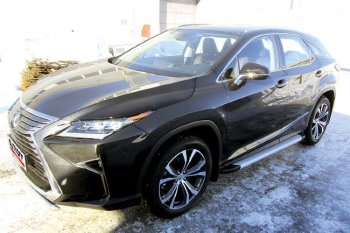 13 349 р. Пороги алюминиевые Slitkoff  Lexus RX350  AL20 (2015-2019) дорестайлинг (Optima Silver)  с доставкой в г. Майкоп. Увеличить фотографию 2