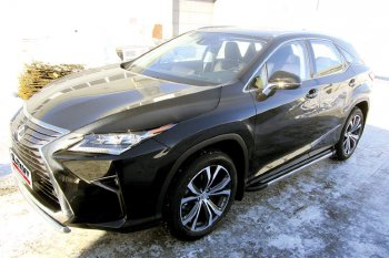 11 299 р. Пороги алюминиевые Slitkoff  Lexus RX350  AL20 (2015-2019) дорестайлинг (Luxe Black)  с доставкой в г. Майкоп. Увеличить фотографию 2