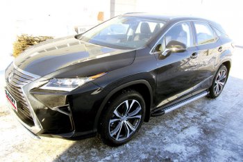 17 399 р. Пороги алюминиевые Slitkoff  Lexus RX350  AL20 (2015-2019) дорестайлинг (Standart Silver)  с доставкой в г. Майкоп. Увеличить фотографию 2