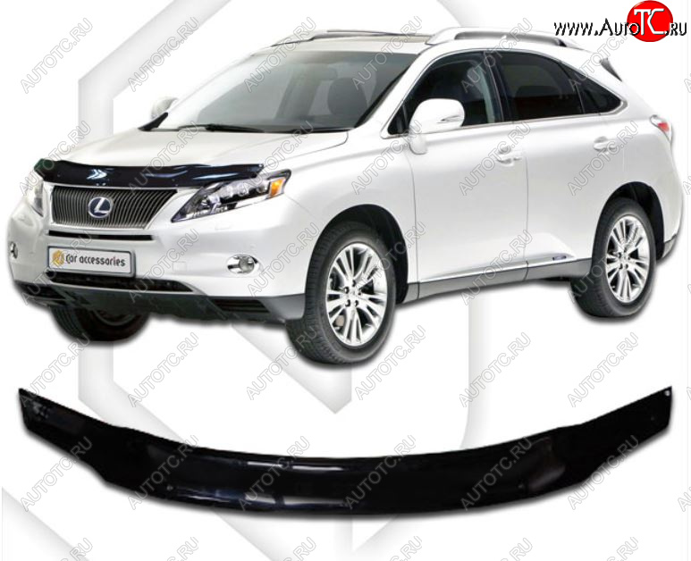 1 989 р. Дефлектор капота на CA-Plastiс Lexus RX350 AL10 рестайлинг (2012-2015) (серия Classic черный, Без надписи)  с доставкой в г. Майкоп