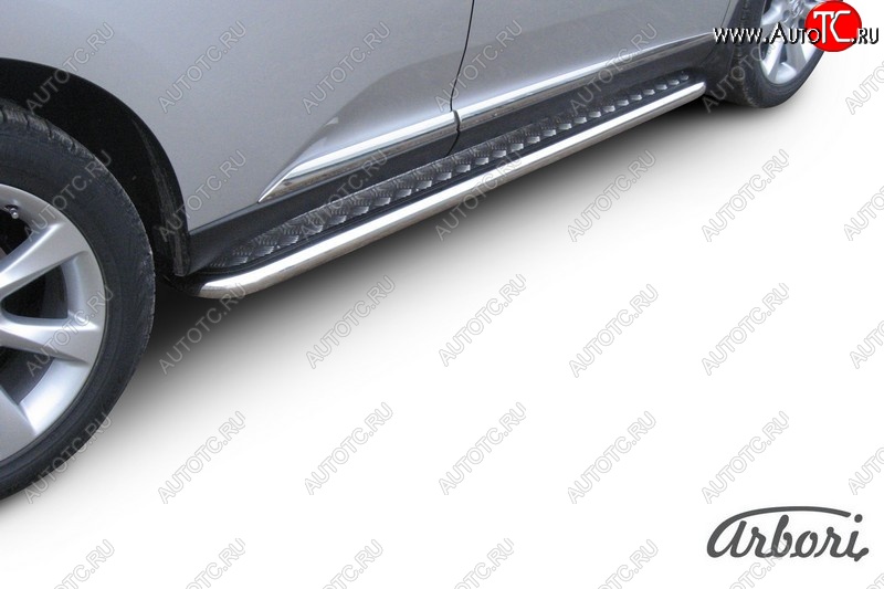 26 729 р. Защита штатных порогов с листом Arbori (нержавейка, алюминий, d57) Lexus RX350 AL10 дорестайлинг (2008-2012)  с доставкой в г. Майкоп