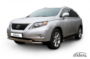 22 049 р. Защита переднего бампера Arbori (нержавейка, 2 трубы d57 и 57 mm) Lexus RX350 AL10 дорестайлинг (2008-2012)  с доставкой в г. Майкоп. Увеличить фотографию 2