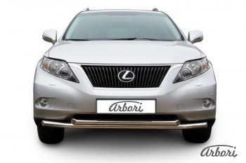 Защита переднего бампера Arbori (нержавейка, 2 трубы d57 и 57 mm) Lexus RX350 AL10 дорестайлинг (2008-2012)