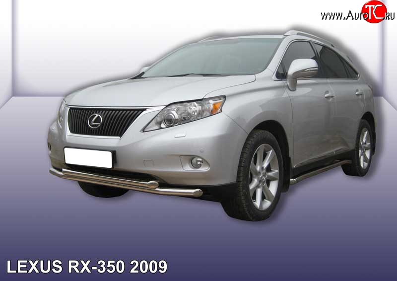 19 999 р. Двойная защита переднего бампера из труб диаметрами по 57 мм Slitkoff Lexus RX350 AL10 дорестайлинг (2008-2012) (Нержавейка, Полированная)  с доставкой в г. Майкоп