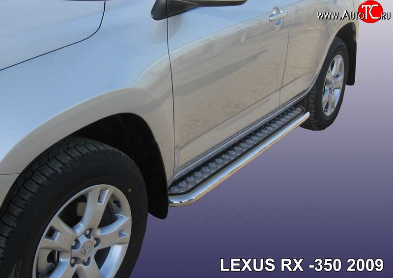 22 699 р. Широкая защита порогов Slitkoff Lexus RX350 AL10 дорестайлинг (2008-2012) (Нержавейка, Полированная)  с доставкой в г. Майкоп