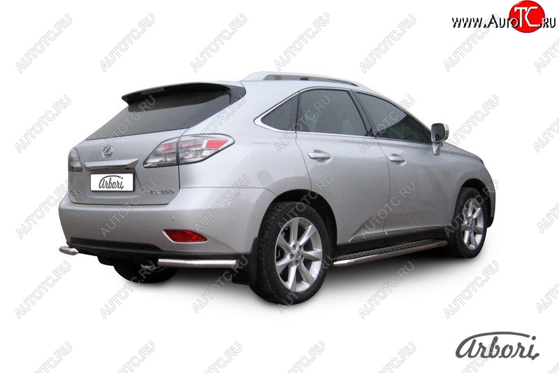 12 509 р. Защита заднего бампера Arbori (уголки, нержавейка, 1 труба d57 mm). Lexus RX350 AL10 дорестайлинг (2008-2012)  с доставкой в г. Майкоп