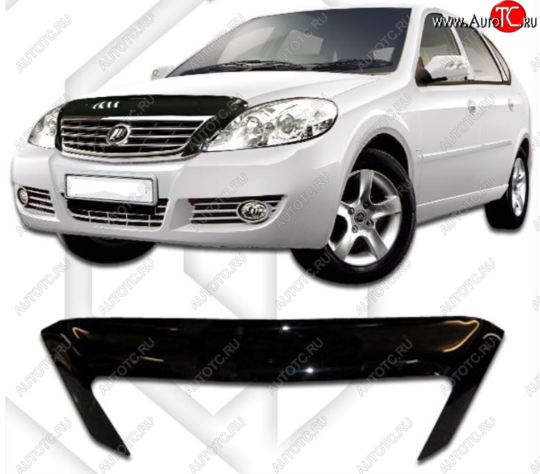 2 079 р. Дефлектор капота CA-Plastic Lifan Breez (2006-2012) (Classic черный, Без надписи)  с доставкой в г. Майкоп