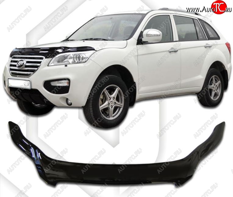 2 199 р. Дефлектор капота CA-Plastiс exclusive Lifan X60 2-ой рестайлинг (2016-2025) (серия Classic черный, Без надписи)  с доставкой в г. Майкоп