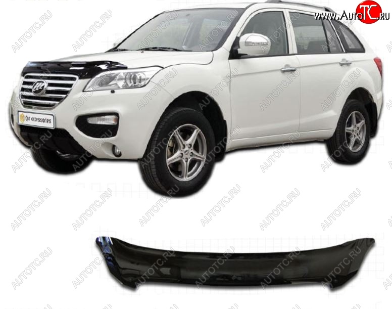 2 099 р. Дефлектор капота CA-Plastiс Lifan X60 2-ой рестайлинг (2016-2025) (Classic черный, Без надписи)  с доставкой в г. Майкоп