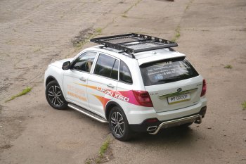 26 349 р. Порожки для ног из трубы Ø51 с алюминиевой площадкой Petroil Tuning Lifan X60 2-ой рестайлинг (2016-2025) (Нержавеющая полированная сталь)  с доставкой в г. Майкоп. Увеличить фотографию 3