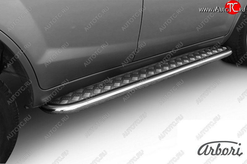 11 249 р. Защита штатных порогов с листом Arbori (труба - нержавейка d42, лист - алюминий) Lifan X60 2-ой рестайлинг (2016-2025)  с доставкой в г. Майкоп
