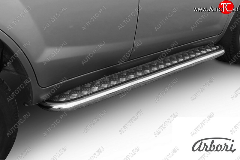 15 929 р. Защита порогов для ног Arbori (нержавейка, алюминий, d60) Lifan X60 1-ый рестайлинг (2015-2016)  с доставкой в г. Майкоп