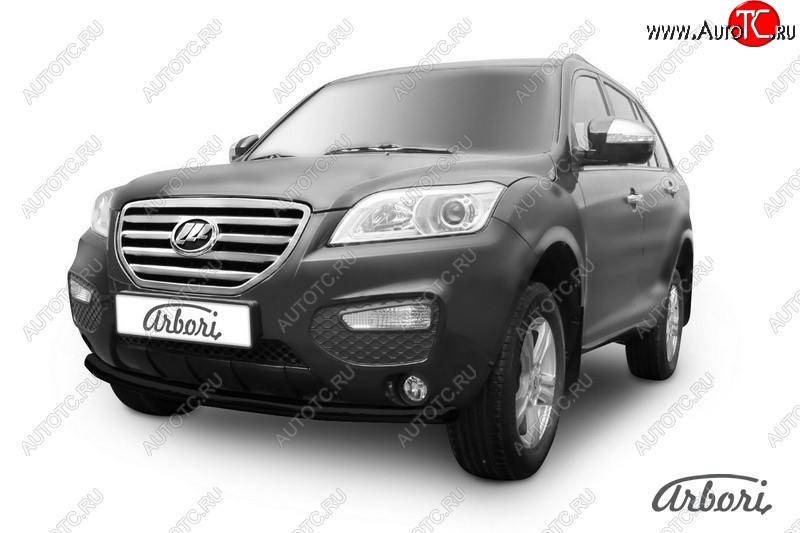 3 284 р. Защита переднего бампера Arbori (черная, 1 труба d60 mm). Lifan X60 дорестайлинг (2011-2015)  с доставкой в г. Майкоп