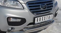 17 949 р. Защита переднего бампера (2 трубыØ63 мм, нержавейка) SLITKOFF  Lifan X60 (2011-2015) дорестайлинг  с доставкой в г. Майкоп. Увеличить фотографию 2