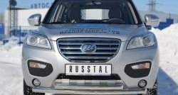 Защита переднего бампера (2 трубыØ63 мм, нержавейка) SLITKOFF Lifan X60 (2011-2015) дорестайлинг