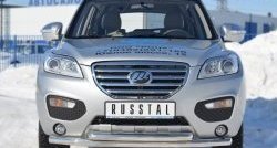 Защита переднего бампера (2 трубыØ63 мм секции/дуга, нержавейка) SLITKOFF Lifan X60 (2011-2015) дорестайлинг