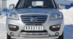 Двойная защита переднего бампера из труб диаметром 76 и 63 мм SLITKOFF Lifan X60 (2011-2015) дорестайлинг