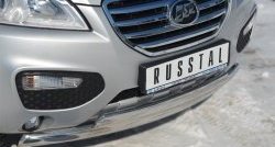16 549 р. Защита переднего бампера (2 трубыØ75х42 мм, нержавейка) Russtal Lifan X60 дорестайлинг (2011-2015)  с доставкой в г. Майкоп. Увеличить фотографию 2