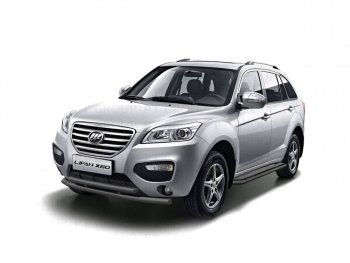 Защита переднего бампера двойная из труб d63/51 мм Petroil Tuning Lifan X60 дорестайлинг (2011-2015) (Цвет: Черный (Шагрень))