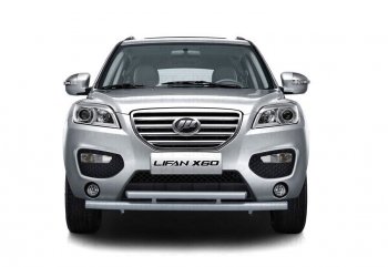 6 749 р. Защита переднего бампера двойная из труб d63/51 мм Petroil Tuning Lifan X60 дорестайлинг (2011-2015) (Цвет: Черный (Шагрень))  с доставкой в г. Майкоп. Увеличить фотографию 2