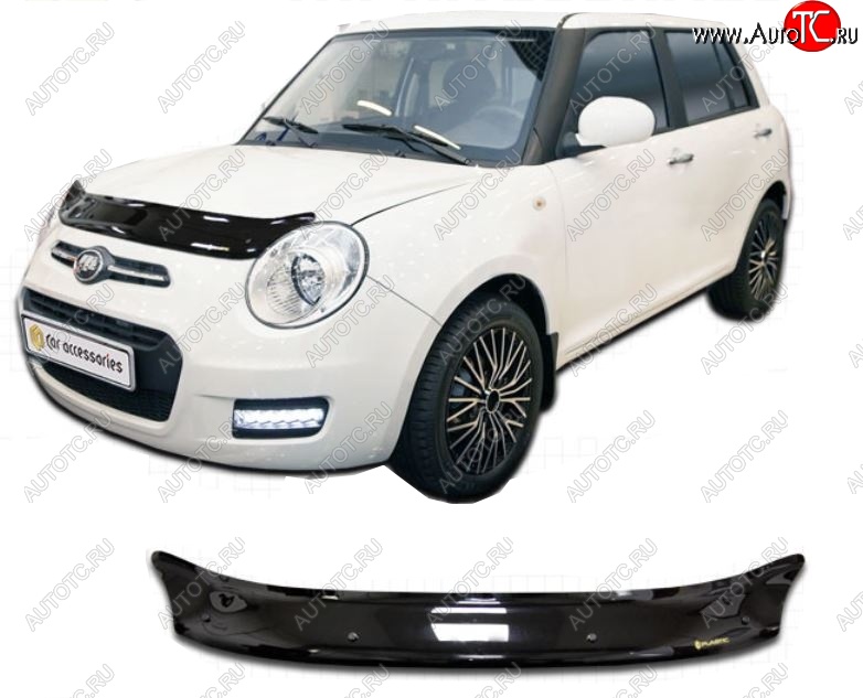 1 839 р. Дефлектор капота CA-Plastiс  Lifan Smily  330 хэтчбэк (2014-2017) рестайлинг (Classic черный, Без надписи)  с доставкой в г. Майкоп