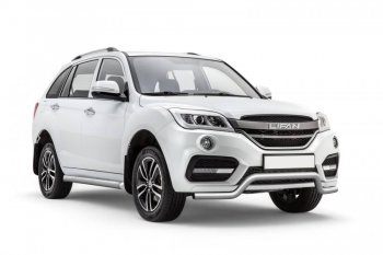 Защита переднего бампера Petroil Tuning (d63, волна) Lifan X60 2-ой рестайлинг (2016-2025) (Нержавеющая полированная сталь)