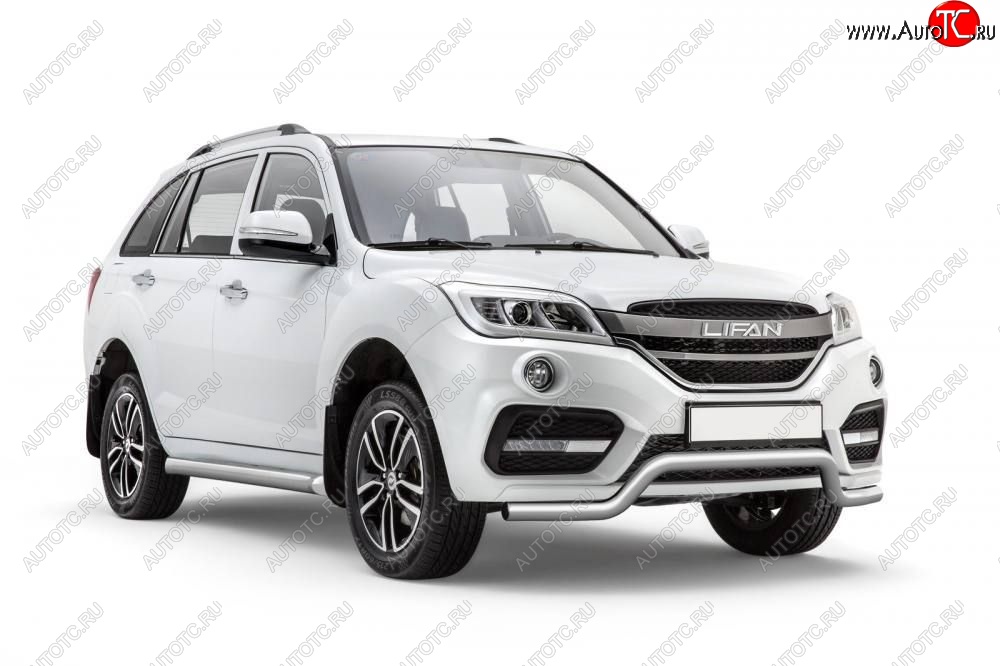 15 599 р. Защита переднего бампера Petroil Tuning (d63, волна) Lifan X60 2-ой рестайлинг (2016-2025) (Нержавеющая полированная сталь)  с доставкой в г. Майкоп