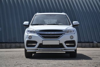 14 499 р. Защита переднего бампера двойная из труб d63/51 мм Petroil Tuning Lifan X60 2-ой рестайлинг (2016-2025) (Нержавеющая полированная сталь)  с доставкой в г. Майкоп. Увеличить фотографию 3