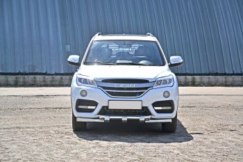 20 769 р. Защита переднего бампера двойная с зубьями из труб d63/63 мм Petroil Tuning Lifan X60 2-ой рестайлинг (2016-2025) (Нержавеющая полированная сталь)  с доставкой в г. Майкоп. Увеличить фотографию 3