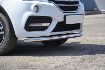 Защита переднего бампера одинарная из трубы d63 мм Petroil Tuning Lifan X60 2-ой рестайлинг (2016-2025) (Нержавеющая полированная сталь)