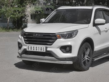 17 699 р. Защита переднего бампера (Ø 63 мм, ) SLITKOFF  Lifan X70 (2018-2025)  с доставкой в г. Майкоп. Увеличить фотографию 2