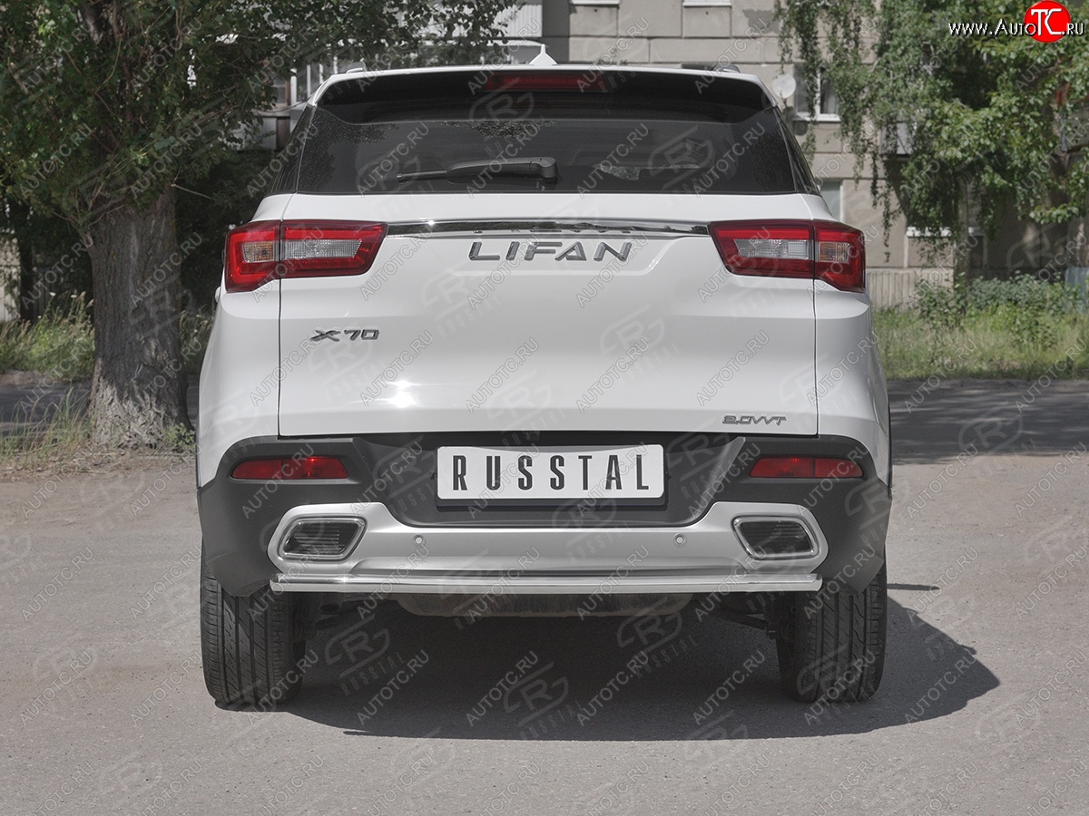 15 449 р. Защита заднего бампера (Ø63/42 мм, нержавейка) SLITKOFF Lifan X70 (2018-2025)  с доставкой в г. Майкоп