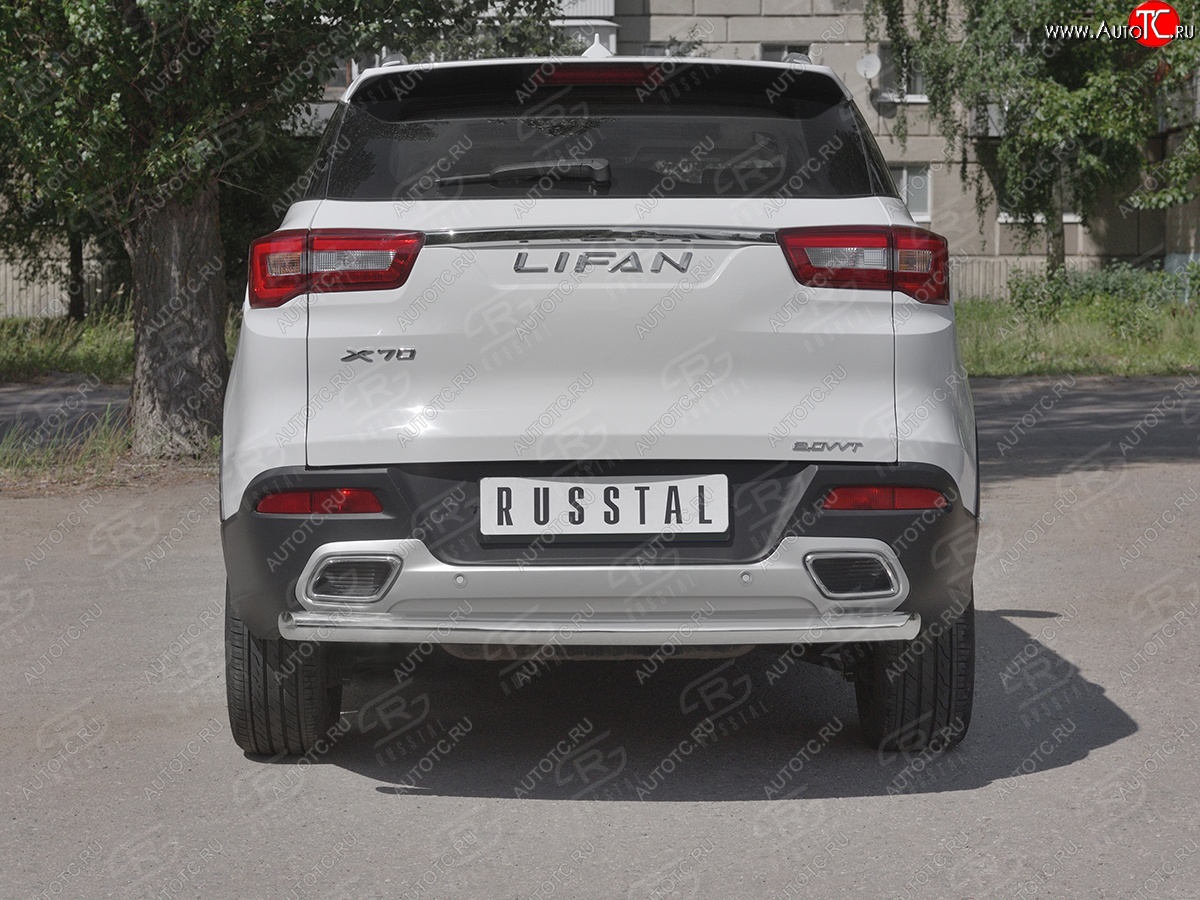 15 999 р. Защита заднего бампера (Ø63 мм, нержавейка) RUSSTAL  Lifan X70 (2018-2025)  с доставкой в г. Майкоп