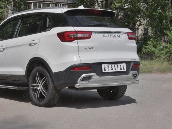 15 999 р. Защита заднего бампера (Ø63 мм, нержавейка) RUSSTAL  Lifan X70 (2018-2025)  с доставкой в г. Майкоп. Увеличить фотографию 2