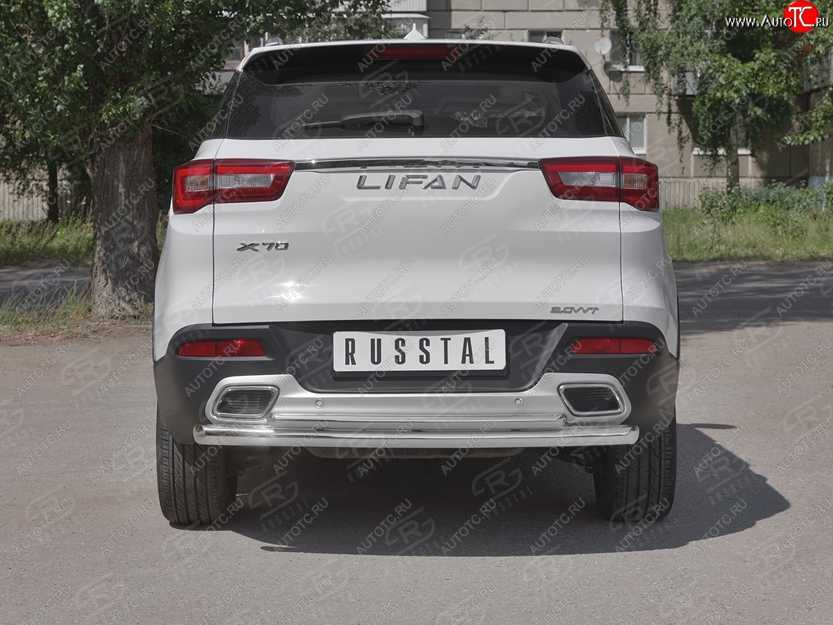 18 999 р. Защита заднего бампера (Ø63/42 мм, нержавейка) SLITKOFF  Lifan X70 (2018-2025)  с доставкой в г. Майкоп